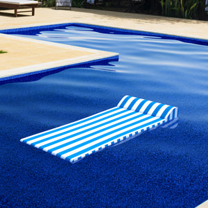 
                  
                    Load image into Gallery viewer, Beautiful Cabana Blue pool float in pool with a matching luxury liner.
                  
                