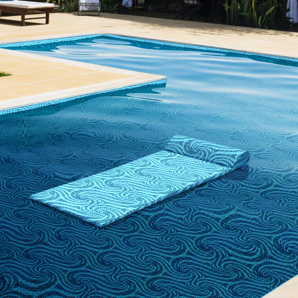 
                  
                    Load image into Gallery viewer, Beautiful Azura pool float in pool with a matching luxury liner.
                  
                