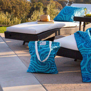 
                  
                    Load image into Gallery viewer, Beautiful Azura Beach Tote by the pool.
                  
                