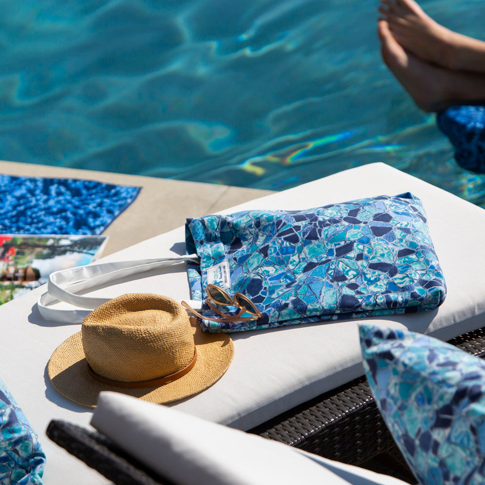 
                  
                    Load image into Gallery viewer, Beautiful Beach Glass Beach Tote by the pool.
                  
                