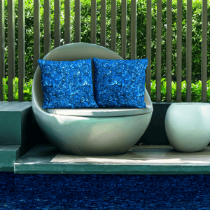 
                  
                    Load image into Gallery viewer, Poolside seating featuring Maya pillow covers.
                  
                