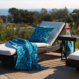 
                  
                    Load image into Gallery viewer, Poolside relaxing with Pacifica Pillow Covers and Beach Towels.
                  
                