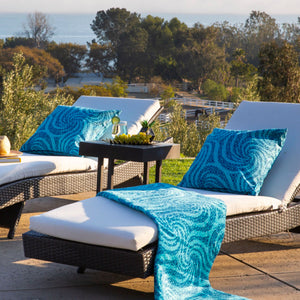 
                  
                    Load image into Gallery viewer, Poolside relaxing with Azura Pillow Covers and Beach Towels.
                  
                